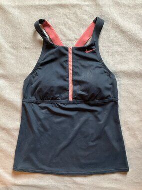 Nike Women’s Optic Camo High Neck Tankini Top, Blue Monsoon, Sz M